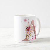 Personalized Floral Initial Mug - Letter A Koffiemok (Voorkant rechts)