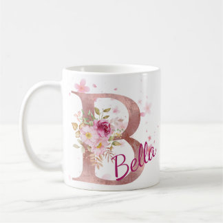 Personalized Floral Initial Mug – Letter B Koffiemok