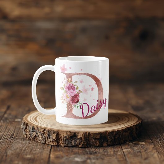 Personalized Floral Initial Mug – Letter D