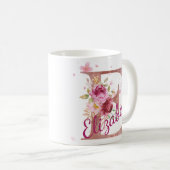 Personalized Floral Initial Mug – Letter E Koffiemok (Voorkant rechts)