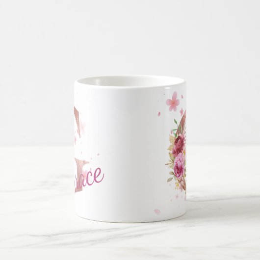 Personalized Floral Initial Mug – Letter G (Centre)