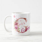 Personalized Floral Initial Mug – Letter G (Gauche)