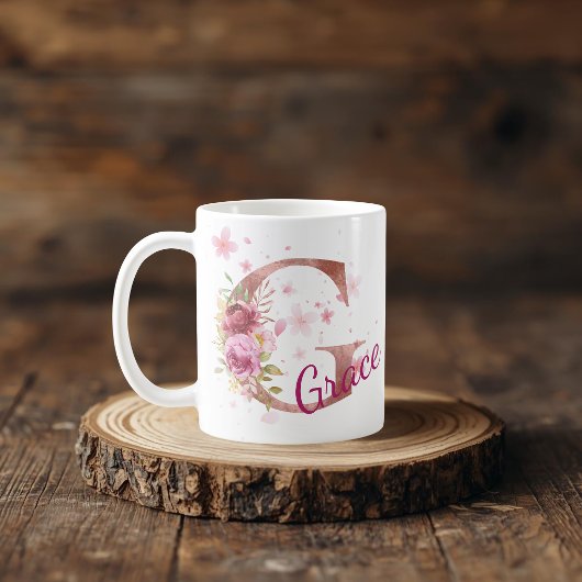 Personalized Floral Initial Mug – Letter G