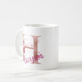Personalized Floral Initial Mug – Letter H Koffiemok (Voorkant links)
