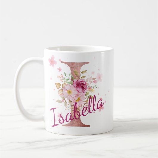 Personalized Floral Initial Mug – Letter I (Gauche)
