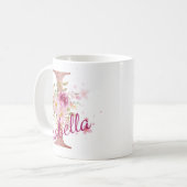 Personalized Floral Initial Mug – Letter I Koffiemok (Voorkant links)