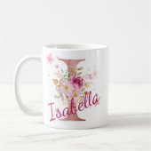 Personalized Floral Initial Mug – Letter I Koffiemok (Links)