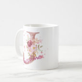 Personalized Floral Initial Mug – Letter J (Devant gauche)