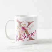 Personalized Floral Initial Mug – Letter K (Gauche)