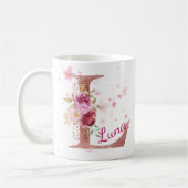 Personalized Floral Initial Mug – Letter L (Gauche)