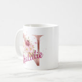 Personalized Floral Initial Mug – Letter N (Devant gauche)