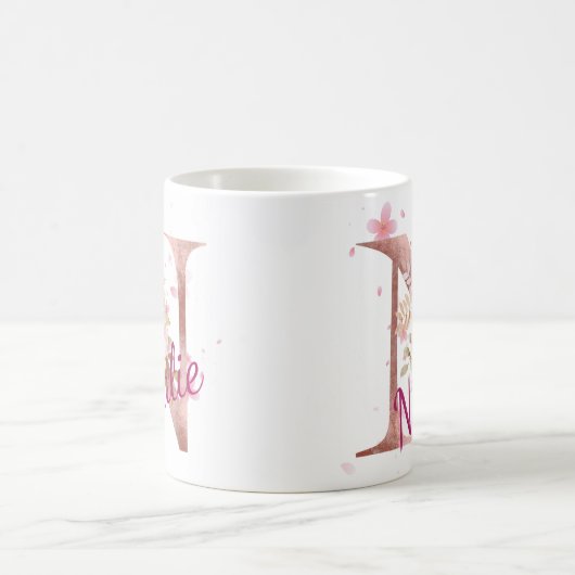 Personalized Floral Initial Mug – Letter N (Centre)