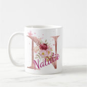 Personalized Floral Initial Mug – Letter N (Gauche)