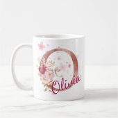 Personalized Floral Initial Mug – Letter O (Gauche)