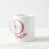 Personalized Floral Initial Mug – Letter Q (Devant gauche)