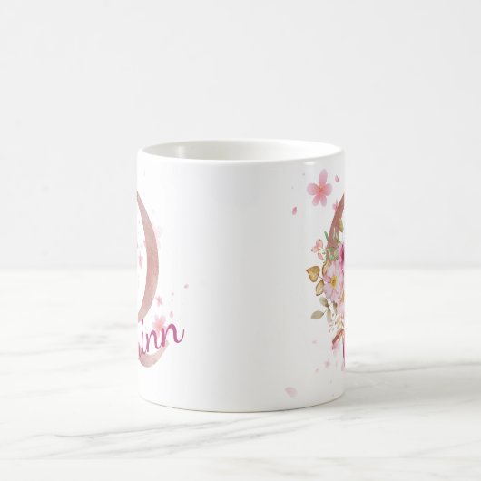 Personalized Floral Initial Mug – Letter Q (Centre)