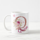 Personalized Floral Initial Mug – Letter Q Koffiemok (Links)