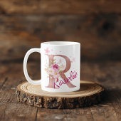 Personalized Floral Initial Mug – Letter R