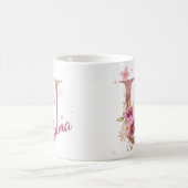 Personalized Floral Initial Mug – Letter U (Centre)