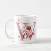 Personalized Floral Initial Mug – Letter W (Gauche)