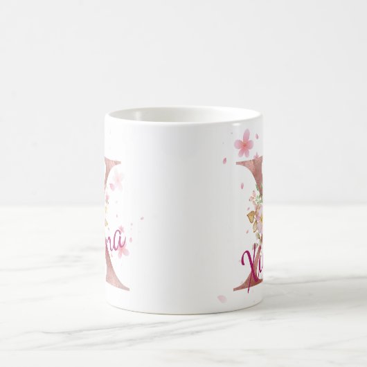 Personalized Floral Initial Mug – Letter X (Centre)