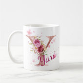 Personalized Floral Initial Mug – Letter Y (Gauche)