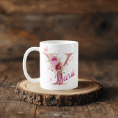 Personalized Floral Initial Mug – Letter Y