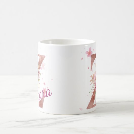 Personalized Floral Initial Mug – Letter Z (Centre)