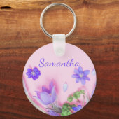 Personalized Floral Keychain | Blue Wildflowers  (Voorkant)