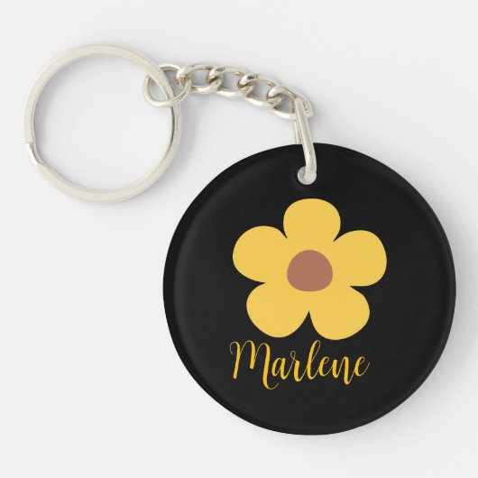 Personalized floral keychain for her (Voorkant)