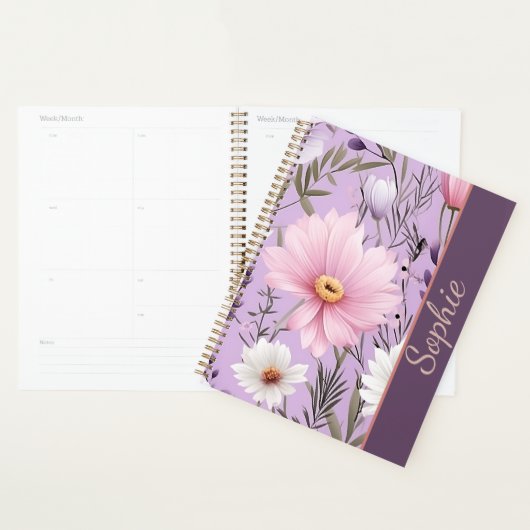 Personalized Floral Lavender Planner with Name (Devant avec enveloppe)