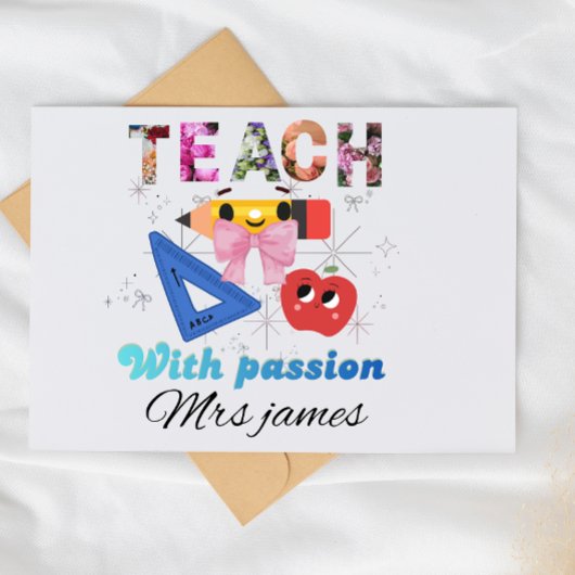 Personalized floral letter coquette bow teacher bedankkaart