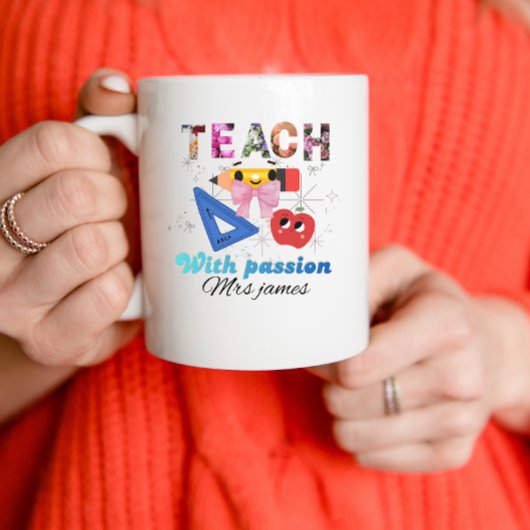 Personalized floral letter coquette bow teacher mok