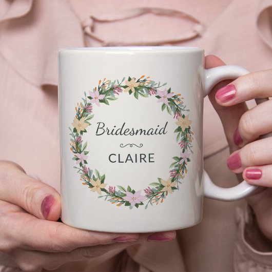 Personalized Floral Maid of Honor Mug
