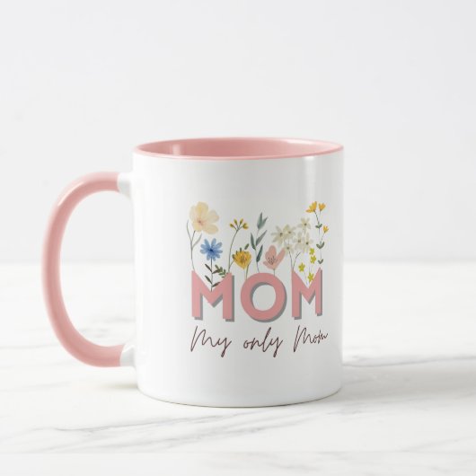 Personalized Floral Mom Mug . (Gauche)