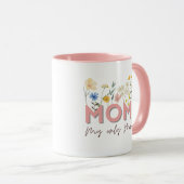 Personalized Floral Mom Mug . (Devant droit)