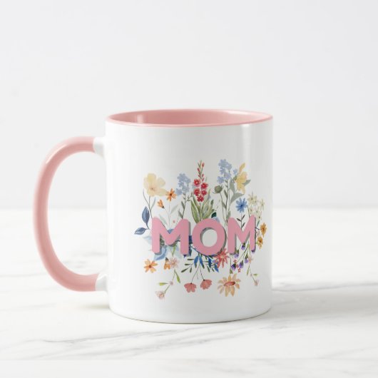 Personalized Floral Mom Mug – Mother’s Day Gift  (Gauche)