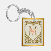 Personalized Floral Monogram, From A to Z  Sleutelhanger (Voorkant Links)