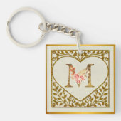 Personalized Floral Monogram, From A to Z  Sleutelhanger (Voorkant)
