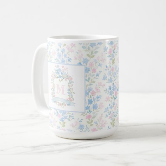 Personalized Floral Monogram Mug (Devant gauche)