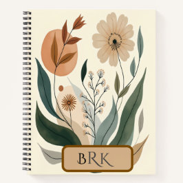 Personalized Floral Monogram Spiral Notebook Notitieboek