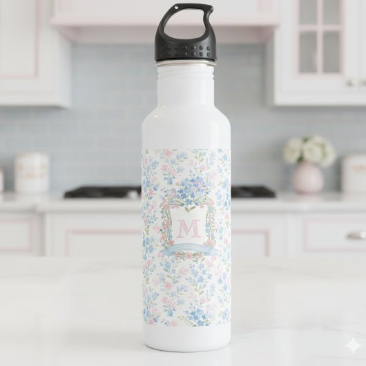 Personalized Floral Monogram Water Bottle Waterfles