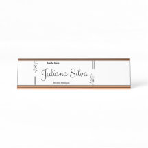 Personalized Floral Name Tag – Black & White Minim