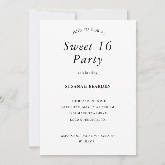 Personalized Floral Pink Sweet 16 Party Invitation (Devant)