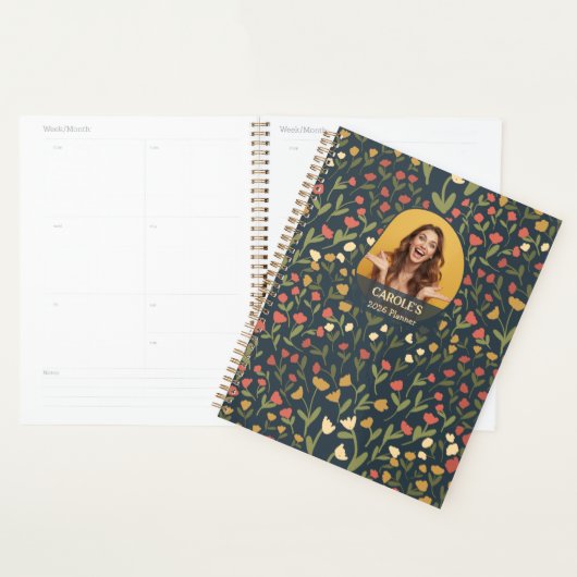 Personalized Floral Planner – Weekly & Monthly (Devant avec enveloppe)