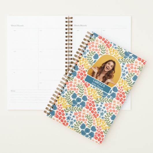 Personalized Floral Planner – Weekly & Monthly (Devant avec enveloppe)