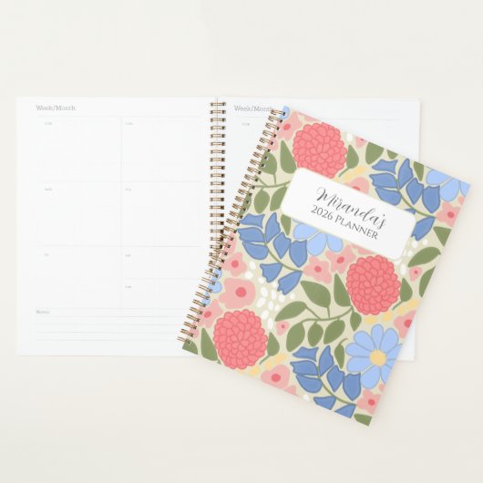 Personalized Floral Planner with Hard Cover (Devant avec enveloppe)