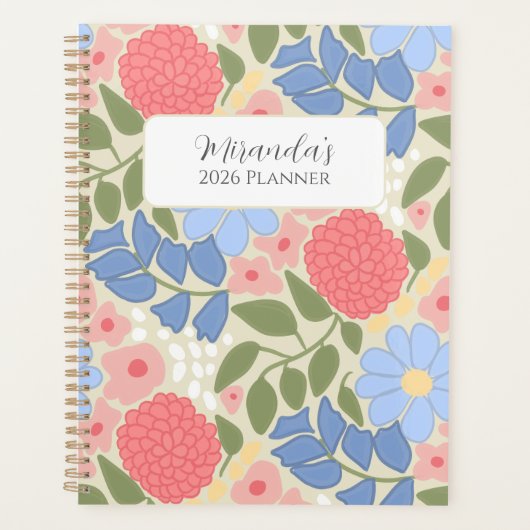 Personalized Floral Planner with Hard Cover (Devant)