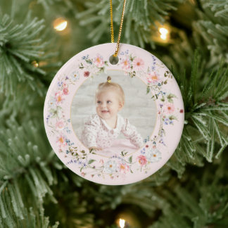 Personalized Floral Pretty Nanna Keramisch Ornament