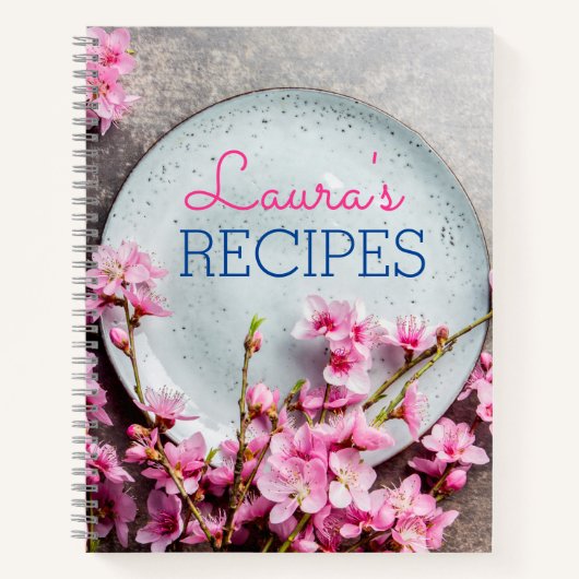 Personalized Floral Recipe Notebook – Custom Name  Notitieboek (Voorkant)